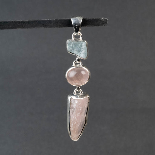 Aquamarine & Rose Quartz Pendant 8.54 g 60x102mm - InnerVision Crystals