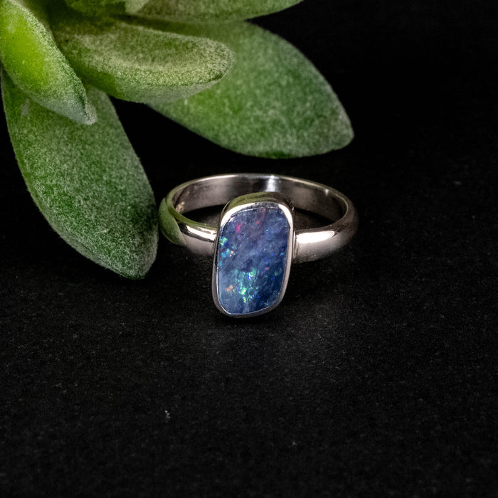 Australian Opal Doublet Ring 10x6mm Size 6 - InnerVision Crystals