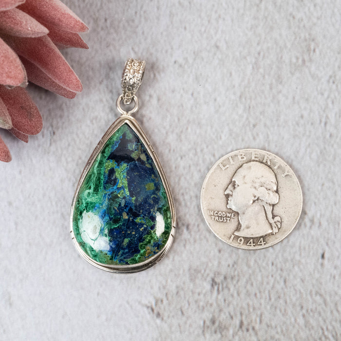 Azurite & Malachite Pendant 11.90 g 52x25mm - InnerVision Crystals