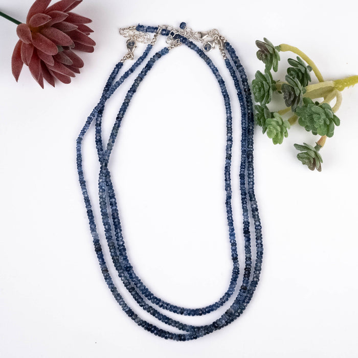 Blue Kyanite Bead Necklace .925 Adjustable - InnerVision Crystals