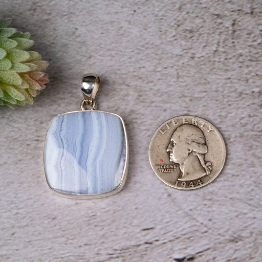 Blue Lace Agate Pendant 11.67 g 40x26mm - InnerVision Crystals