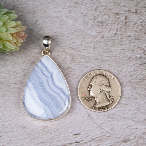 Blue Lace Agate Pendant 14.58 g 50x27mm - InnerVision Crystals