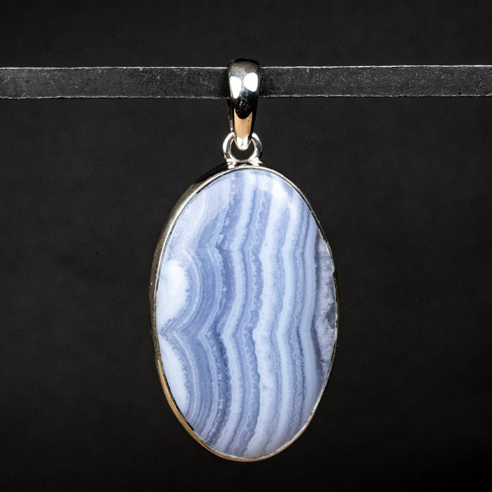 Blue Lace Agate Pendant 15.23 g 52x24mm - InnerVision Crystals