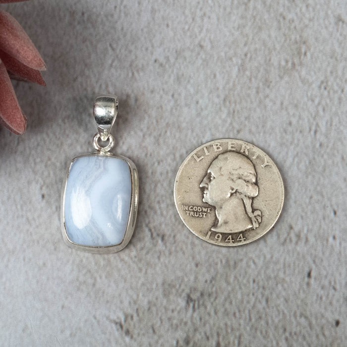 Blue Lace Agate Pendant 6.40 g 34x16mm - InnerVision Crystals