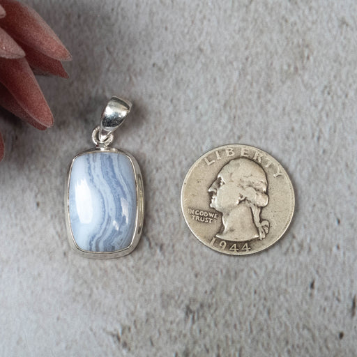 Blue Lace Agate Pendant 6.43 g 36x16mm - InnerVision Crystals