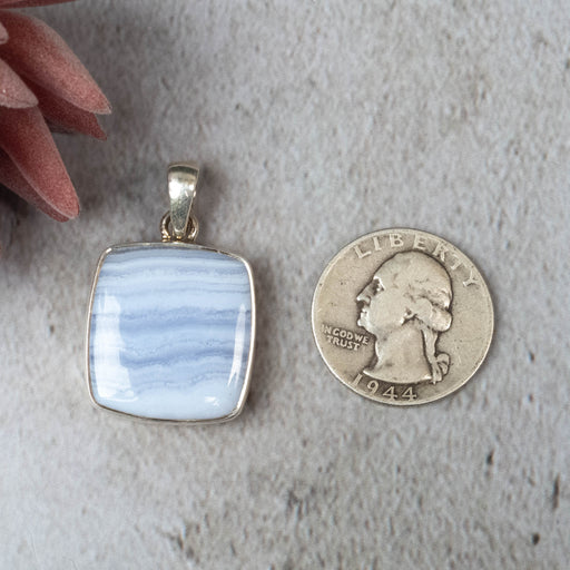 Blue Lace Agate Pendant 9.25 g 36x22mm - InnerVision Crystals