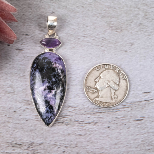 Charoite & Amethyst Pendant 12.84 g 61x20mm - InnerVision Crystals