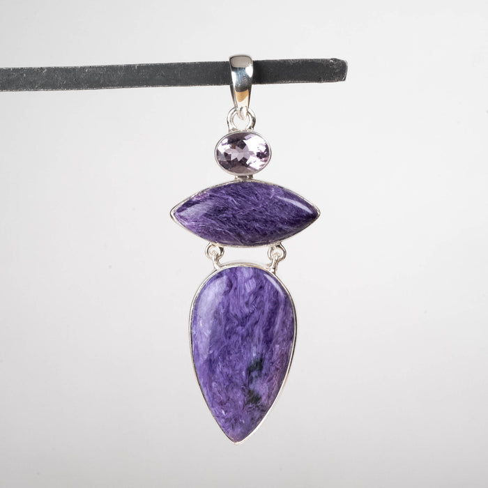 Charoite & Amethyst Pendant 13.19 g 63x25mm - InnerVision Crystals