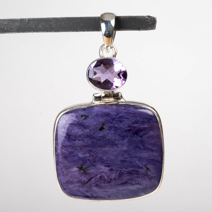 Charoite & Amethyst Pendant 14.33 g 54x31mm - InnerVision Crystals