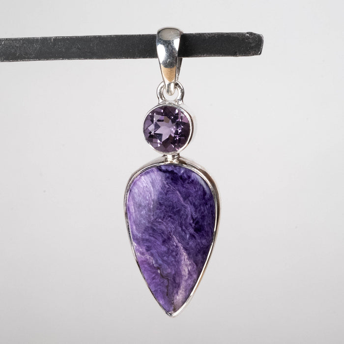 Charoite & Amethyst Pendant 8.33 g 51x17mm - InnerVision Crystals