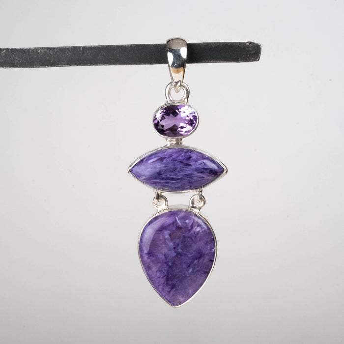 Charoite & Amethyst Pendant 9.15 g 54x20mm - InnerVision Crystals