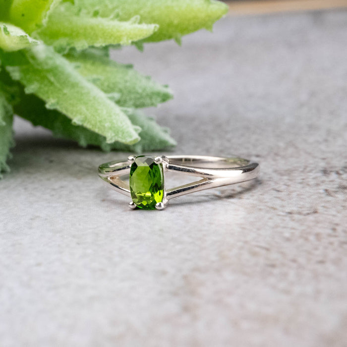 Chrome Diopside Ring 6x4mm Size 6 - InnerVision Crystals