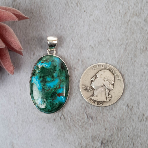 Chrysocolla & Malachite Pendant 10.16 g 43x23mm - InnerVision Crystals