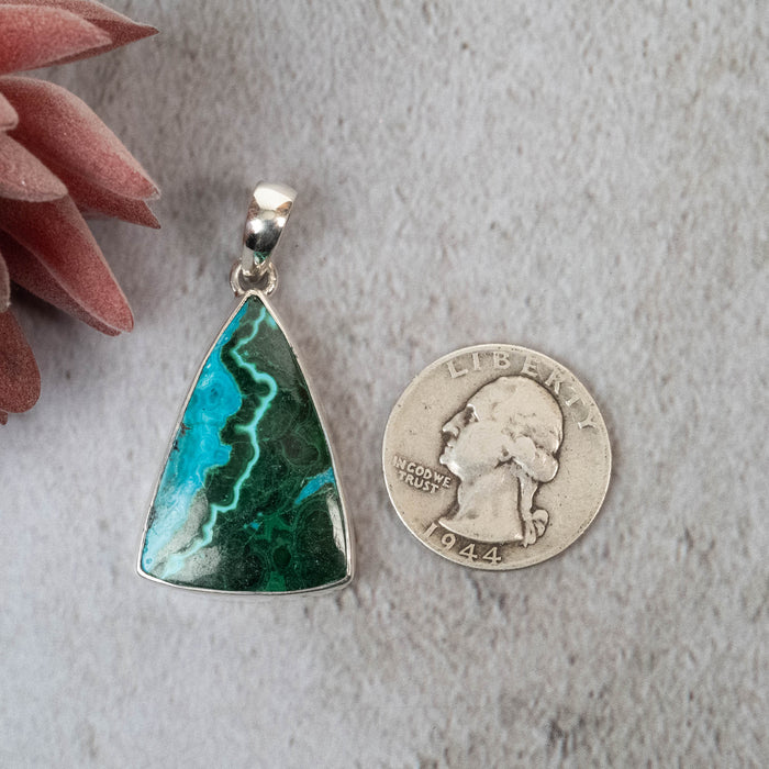 Chrysocolla & Malachite Pendant 11.26 g 46x23mm - InnerVision Crystals