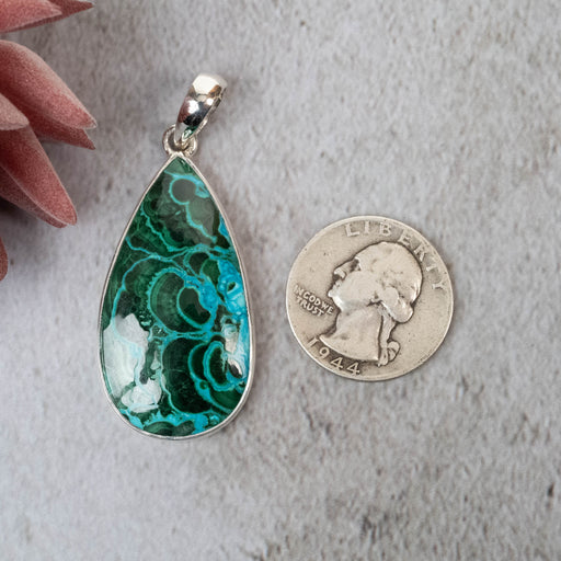 Chrysocolla & Malachite Pendant 15.85 g 54x23mm - InnerVision Crystals