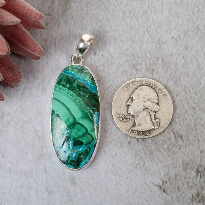 Chrysocolla & Malachite Pendant 16.31 g 56x20mm - InnerVision Crystals