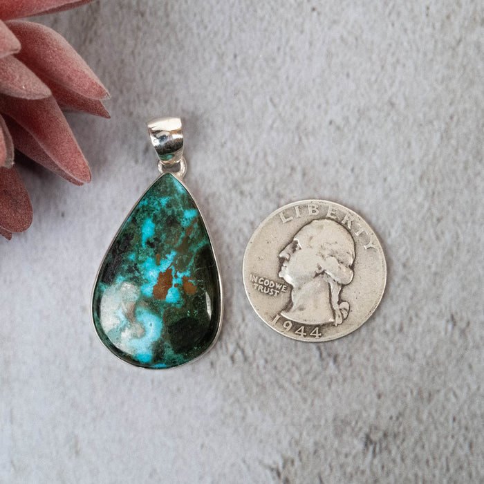 Chrysocolla & Malachite Pendant 8.80 g 43x22mm - InnerVision Crystals