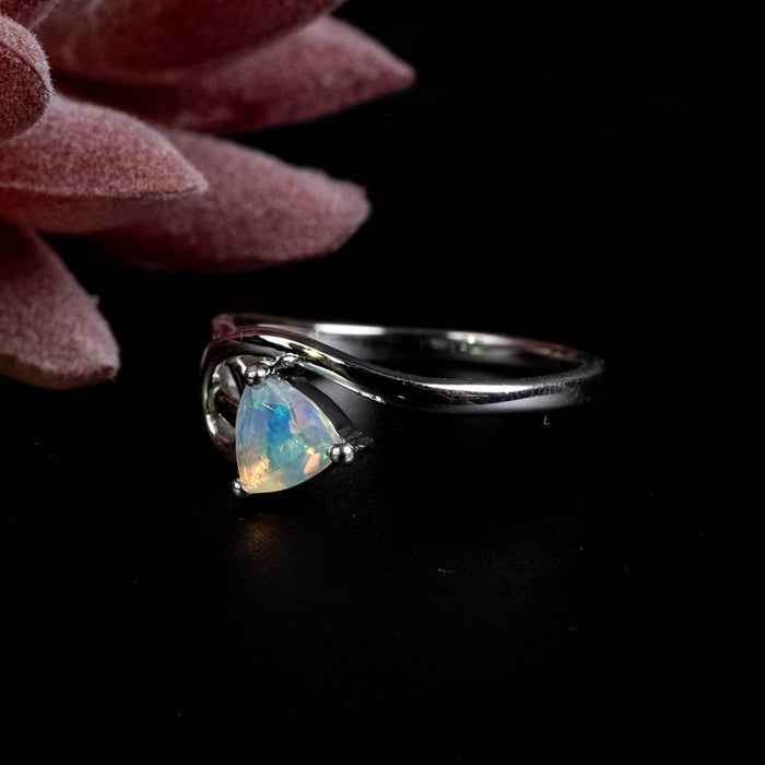 Ethiopian Opal Ring 5mm Size 6 - InnerVision Crystals