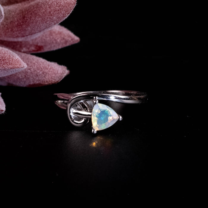 Ethiopian Opal Ring 5mm Size 6 - InnerVision Crystals