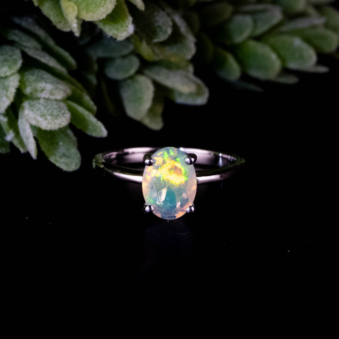 Ethiopian Opal Ring 8x6mm Size 5 - InnerVision Crystals