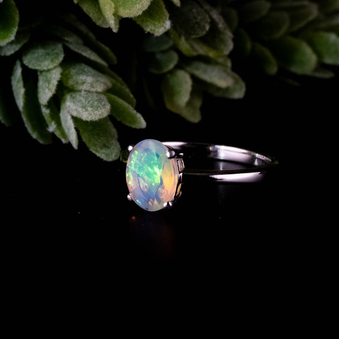 Ethiopian Opal Ring 8x6mm Size 6 - InnerVision Crystals