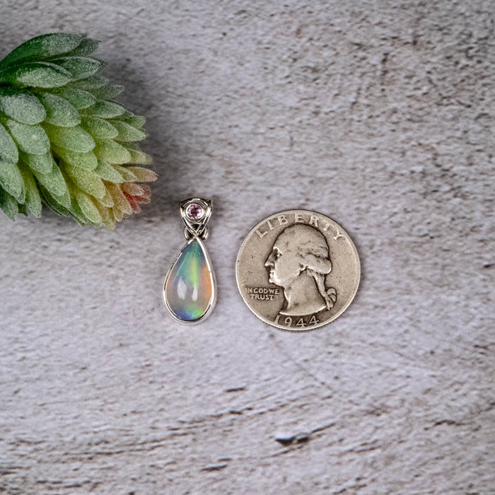 Ethiopian Opal & Tourmaline Pendant 2.45 g 26x10mm - InnerVision Crystals