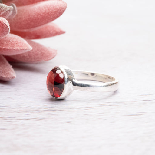 Garnet Ring 8x6mm Size 6 - InnerVision Crystals