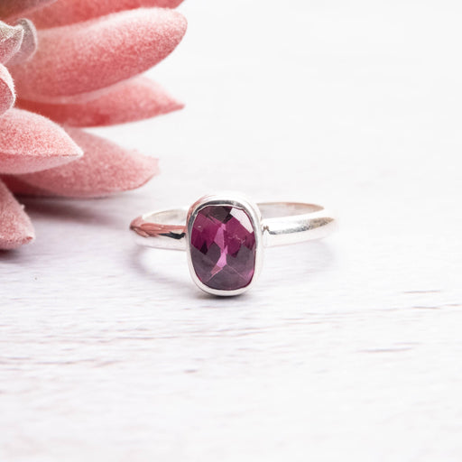 Garnet Ring 8x6mm Size 7 - InnerVision Crystals