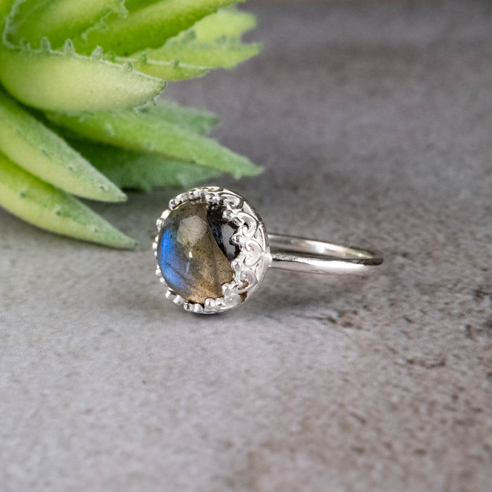 Labradorite Ring 10mm Size 7 - InnerVision Crystals