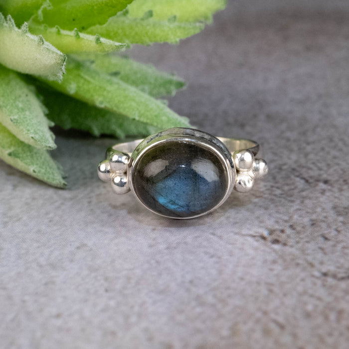 Labradorite Ring 11x9mm Size 8 - InnerVision Crystals