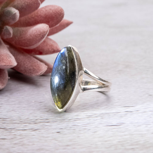 Labradorite Ring 19x8mm Size 5.5 - InnerVision Crystals