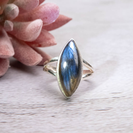 Labradorite Ring 19x8mm Size 5.5 - InnerVision Crystals