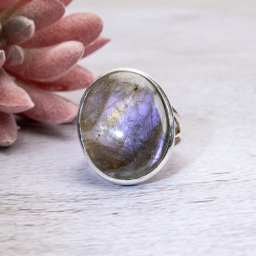 Labradorite Ring 21x18mm Size 7.5 - InnerVision Crystals