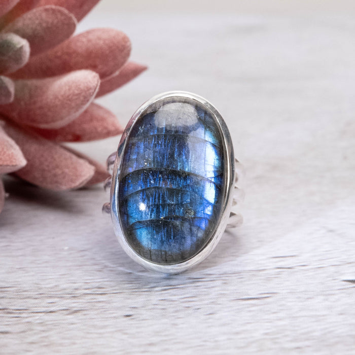 Labradorite Ring 22x14mm Size 7 - InnerVision Crystals