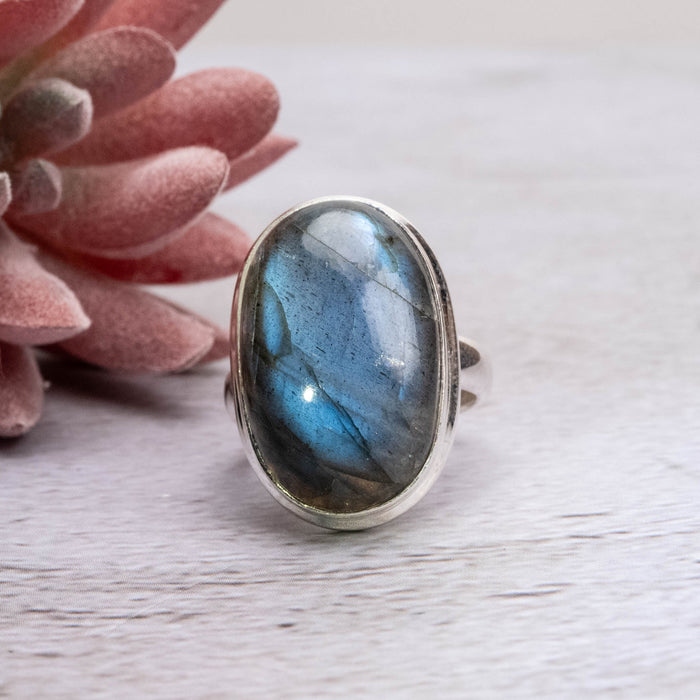 Labradorite Ring 22x14mm Size 7 - InnerVision Crystals