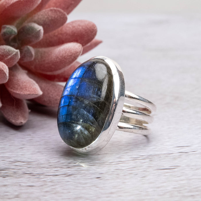 Labradorite Ring 22x14mm Size 7 - InnerVision Crystals