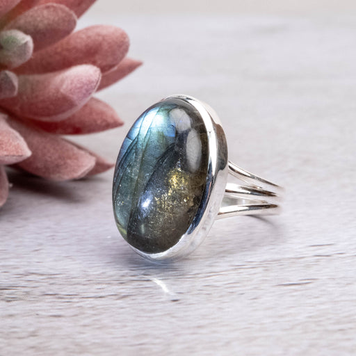 Labradorite Ring 22x15mm Size 8 - InnerVision Crystals