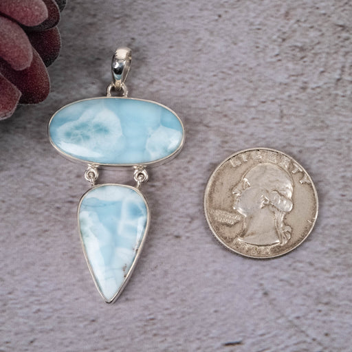 Larimar Pendant 11.58 g 54x30mm - InnerVision Crystals