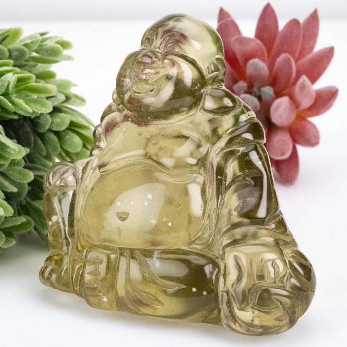 Libyan Desert Glass Buddha Carving 148 g 66x67x35mm - InnerVision Crystals