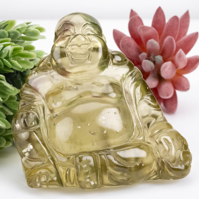 Libyan Desert Glass Buddha Carving 148 g 66x67x35mm - InnerVision Crystals