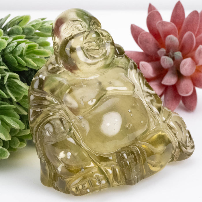 Libyan Desert Glass Buddha Carving 148 g 66x67x35mm - InnerVision Crystals