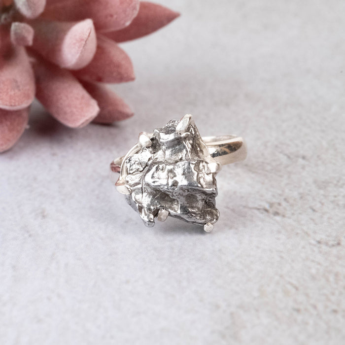 Meteorite Ring 15x14mm Size 9 Adjustable - InnerVision Crystals