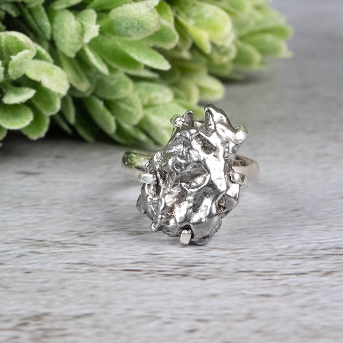 Meteorite Ring 18x12mm Size 6 Adjustable - InnerVision Crystals