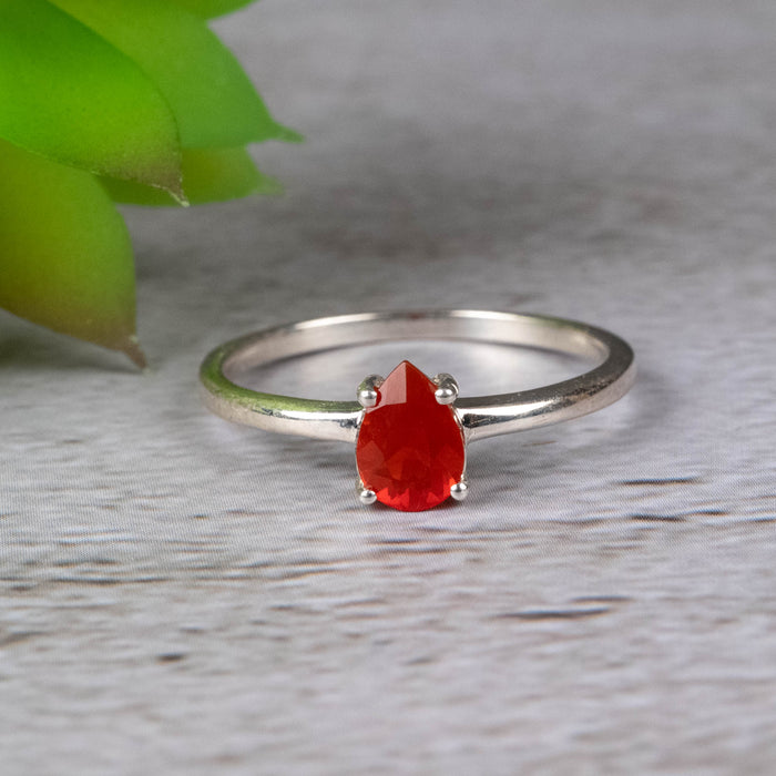 Mexican Fire Opal Ring 5x7mm Size 9 - InnerVision Crystals