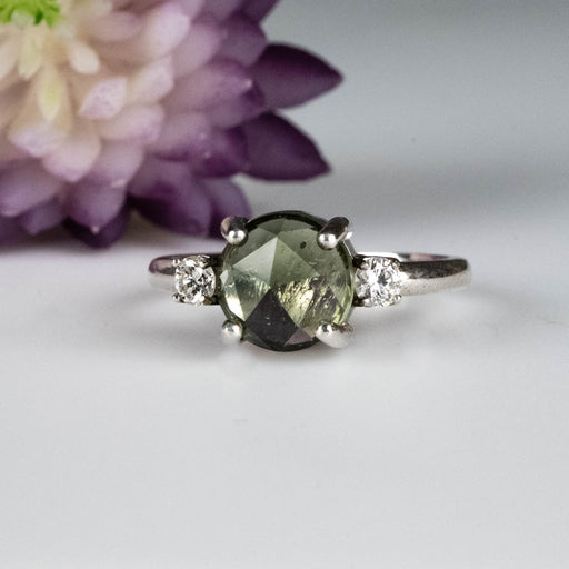 Moldavite & Diamond Ring Size 7 - InnerVision Crystals