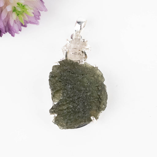 Moldavite + Herkimer Diamond Pendant 8.44 g 45x22mm - InnerVision Crystals