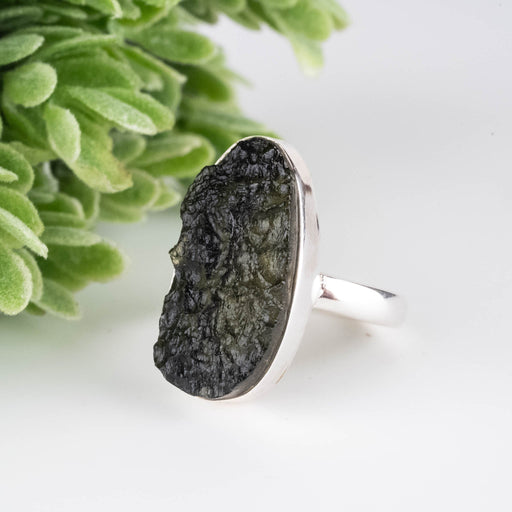 Moldavite Ring 22x12mm Size 5.75 - InnerVision Crystals