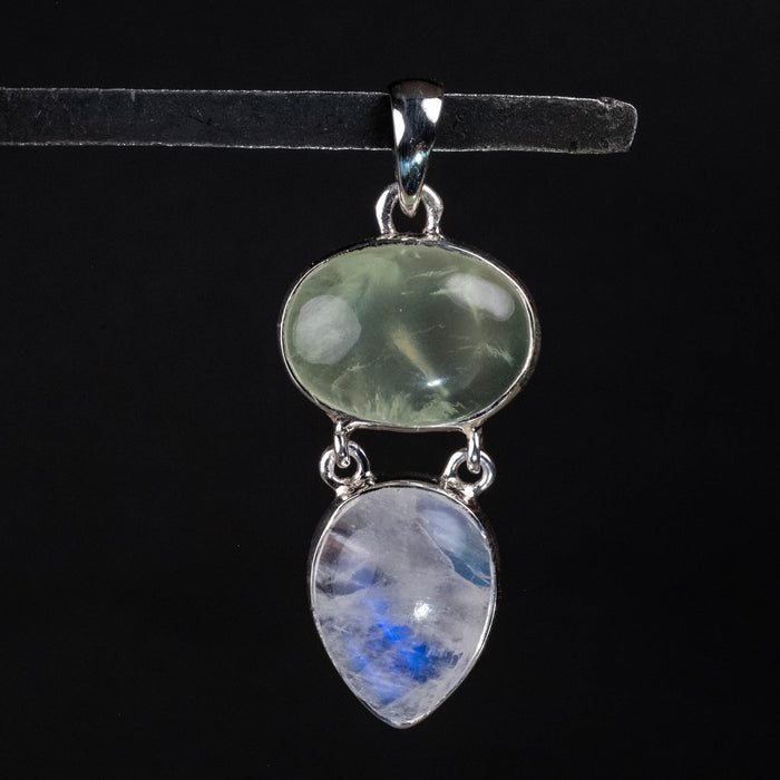 Moonstone and Prehnite Pendant 7.92 g 46x19mm - InnerVision Crystals