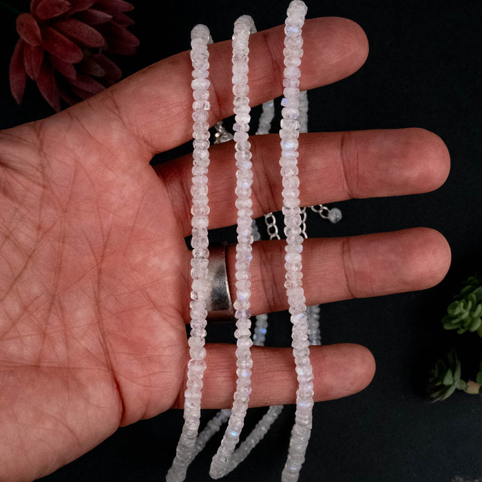 Moonstone Bead Necklace .925 Adjustable - InnerVision Crystals