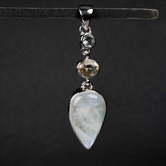 Moonstone, Citrine, Blue Topaz Pendant .925 Silver - InnerVision Crystals